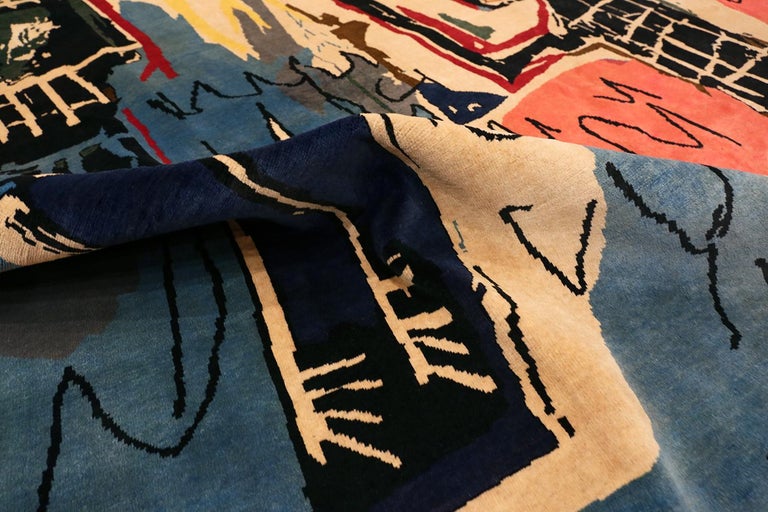 Modern Jean-Michel Basquiat Inspired Art Rug. Size: 8 ft 4 in x 9 ft 10 ...