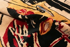 Modern Jean-Michel Basquiat Inspired Artistic Area Rug. 6 ft 9 in x 9 ft 9 in