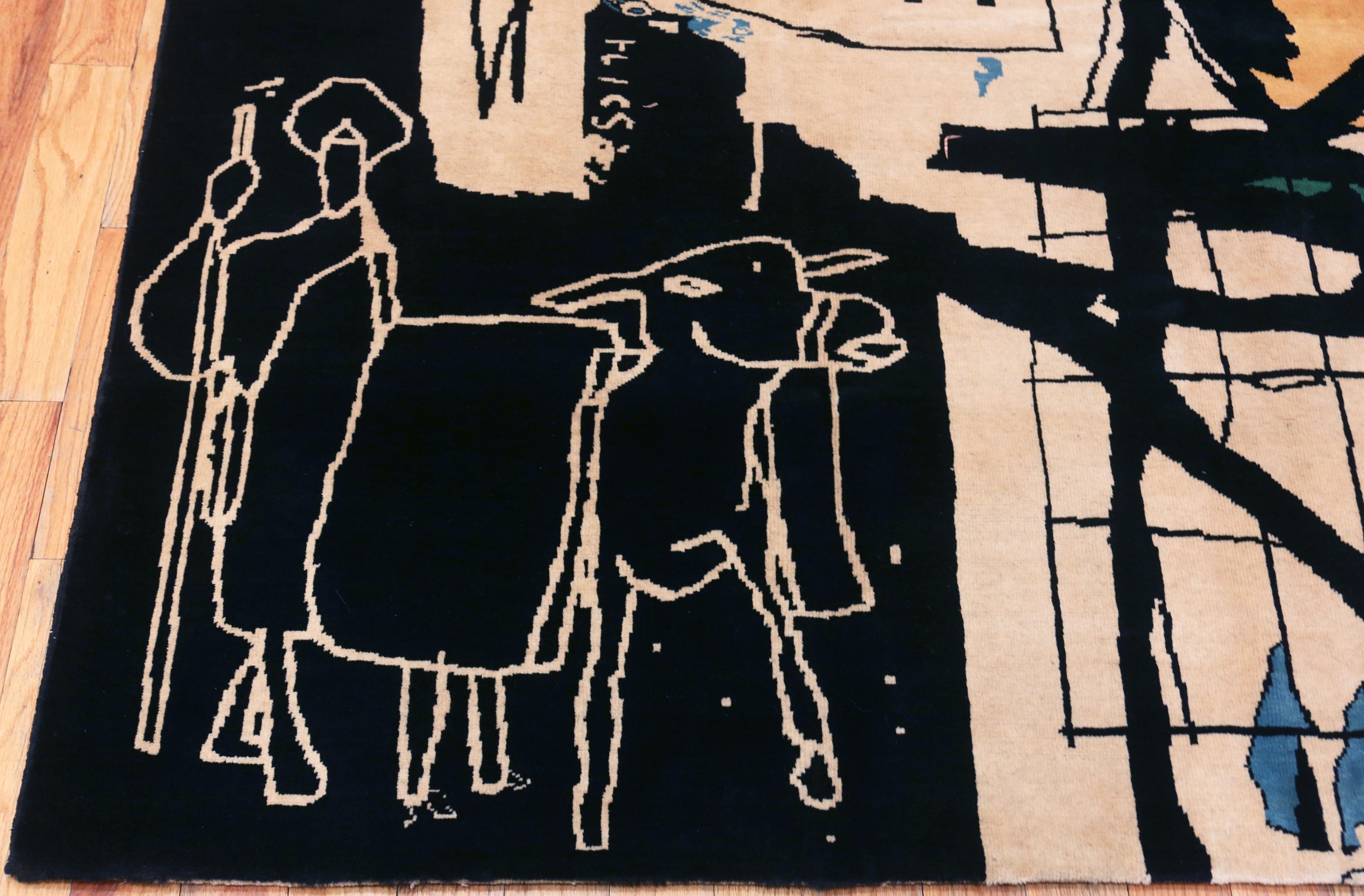 Afghan Modern Jean-Michel Basquiat Inspired Artistic Area Rug. 6 ft 9 in x 9 ft 9 in