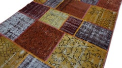 Modern Jewel Toned Patch-Work Designed Wool Rug 5'2''x7'4''