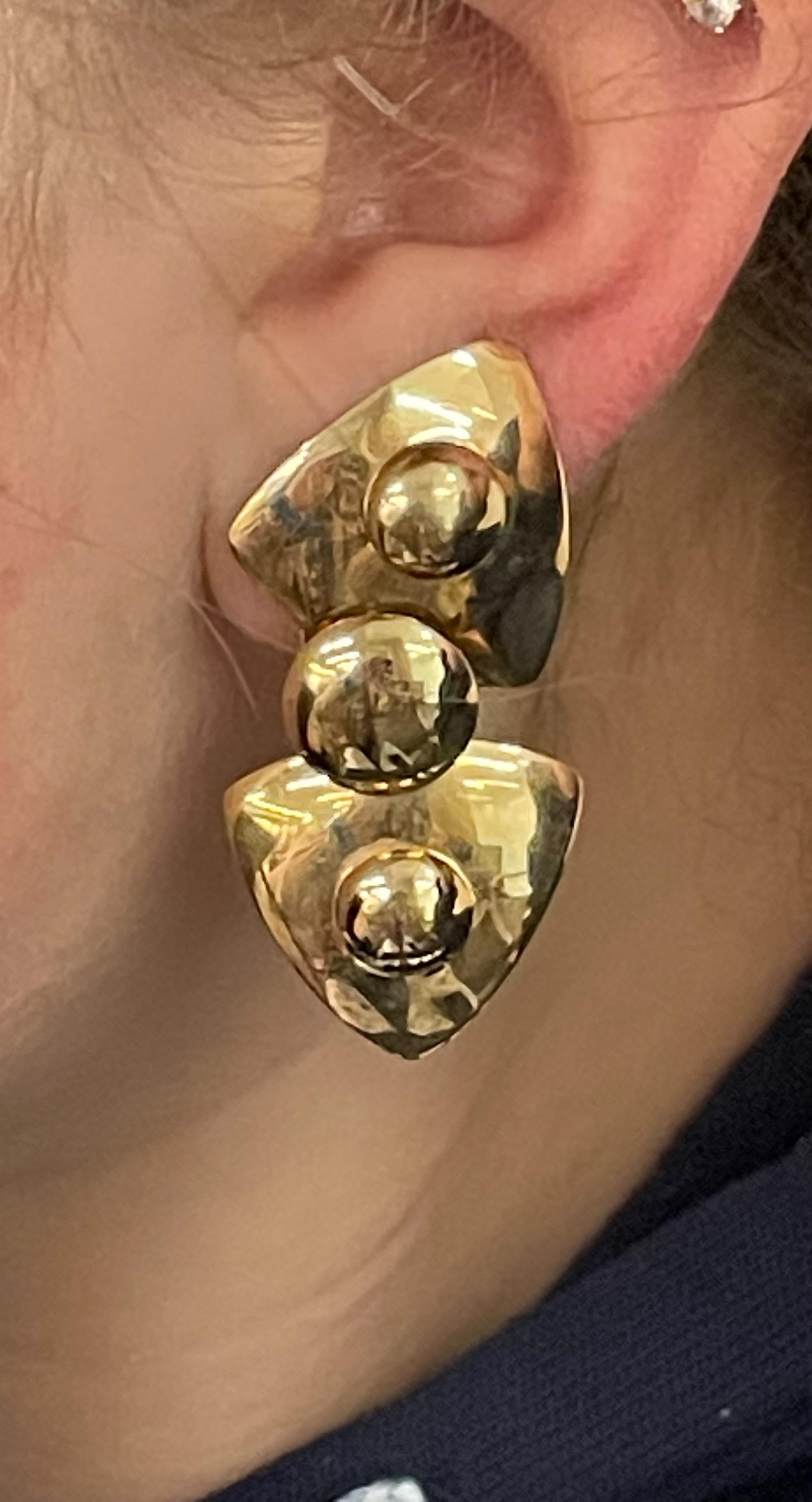 Modern John Atencio 14 Karat Yellow Gold Pierced Earrings In Good Condition For Sale In St. Louis Park, MN