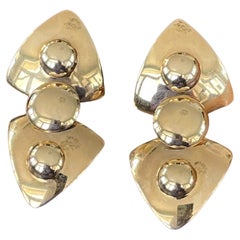 Vintage Modern John Atencio 14 Karat Yellow Gold Pierced Earrings