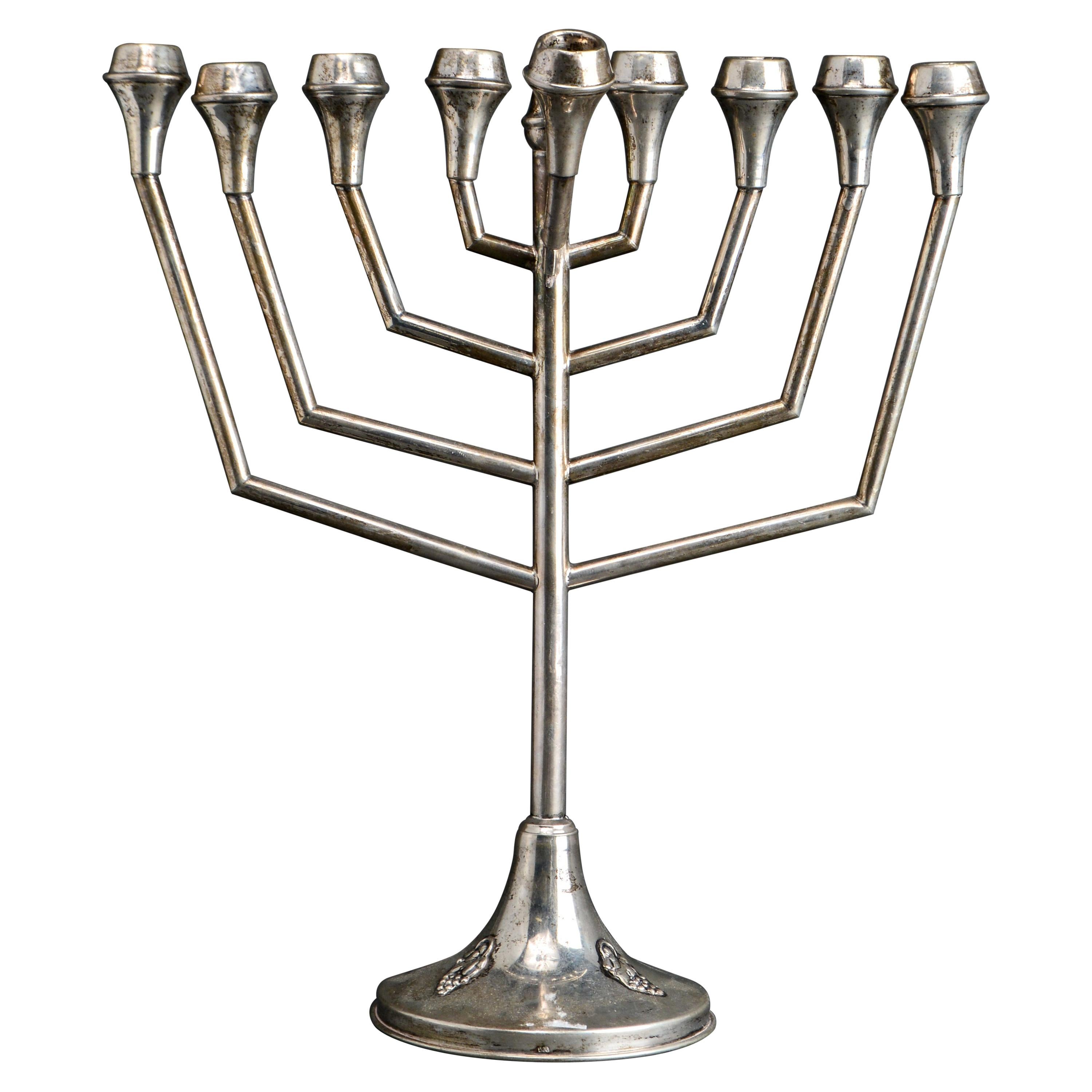 Modern Judaica Continental Silver Menorah Hanukiah at 1stDibs