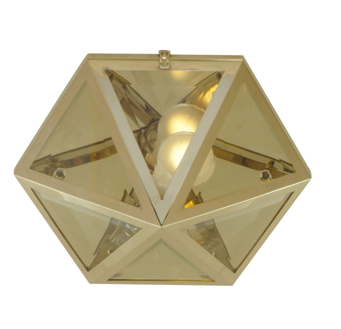 Modern Jugendstil Josef Hoffmann Handgeschliffenes Glas Wand- oder Deckenleuchte, Re-Edition (Österreichisch) im Angebot