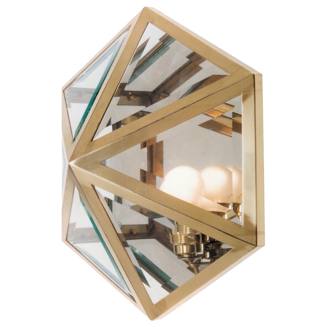 Modern Jugendstil Josef Hoffmann Hand Cut Glass Wall or Ceiling Lamp, Re Edition For Sale