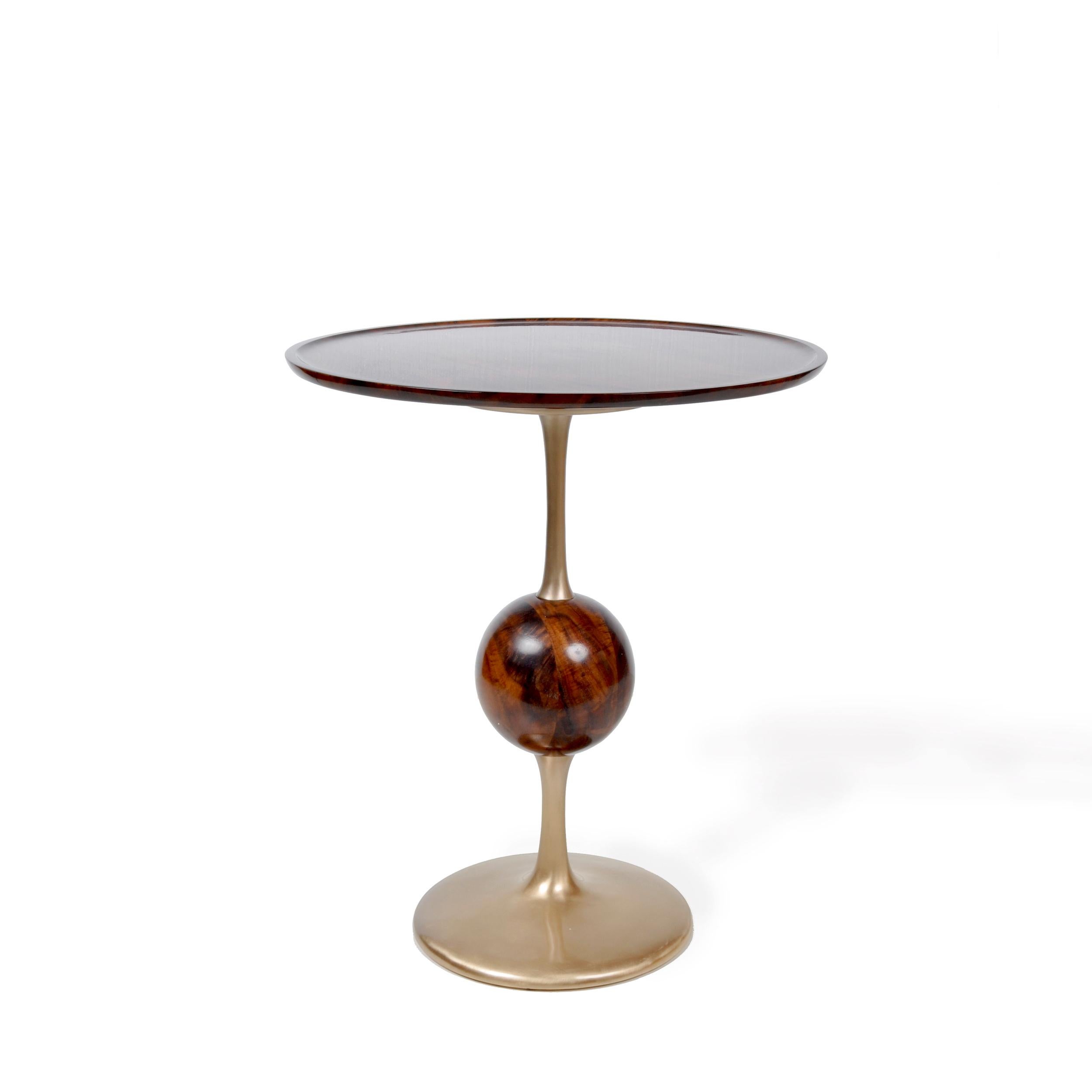 Mid-Century Modern Modern Jupiter End Table Claro Walnut and Bronze By Newell Design Studio For Sale