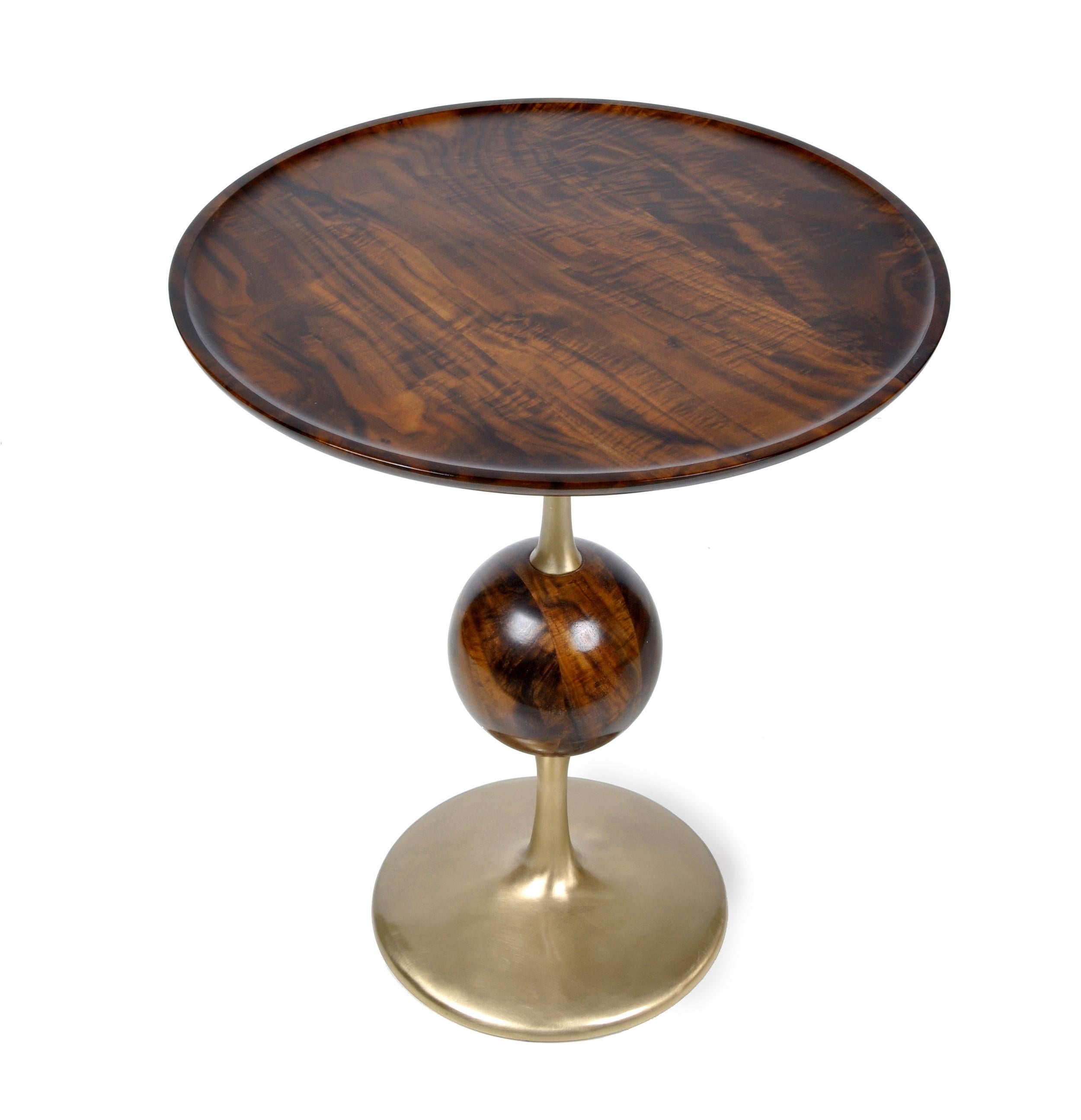 American Modern Jupiter End Table Claro Walnut and Bronze By Newell Design Studio For Sale