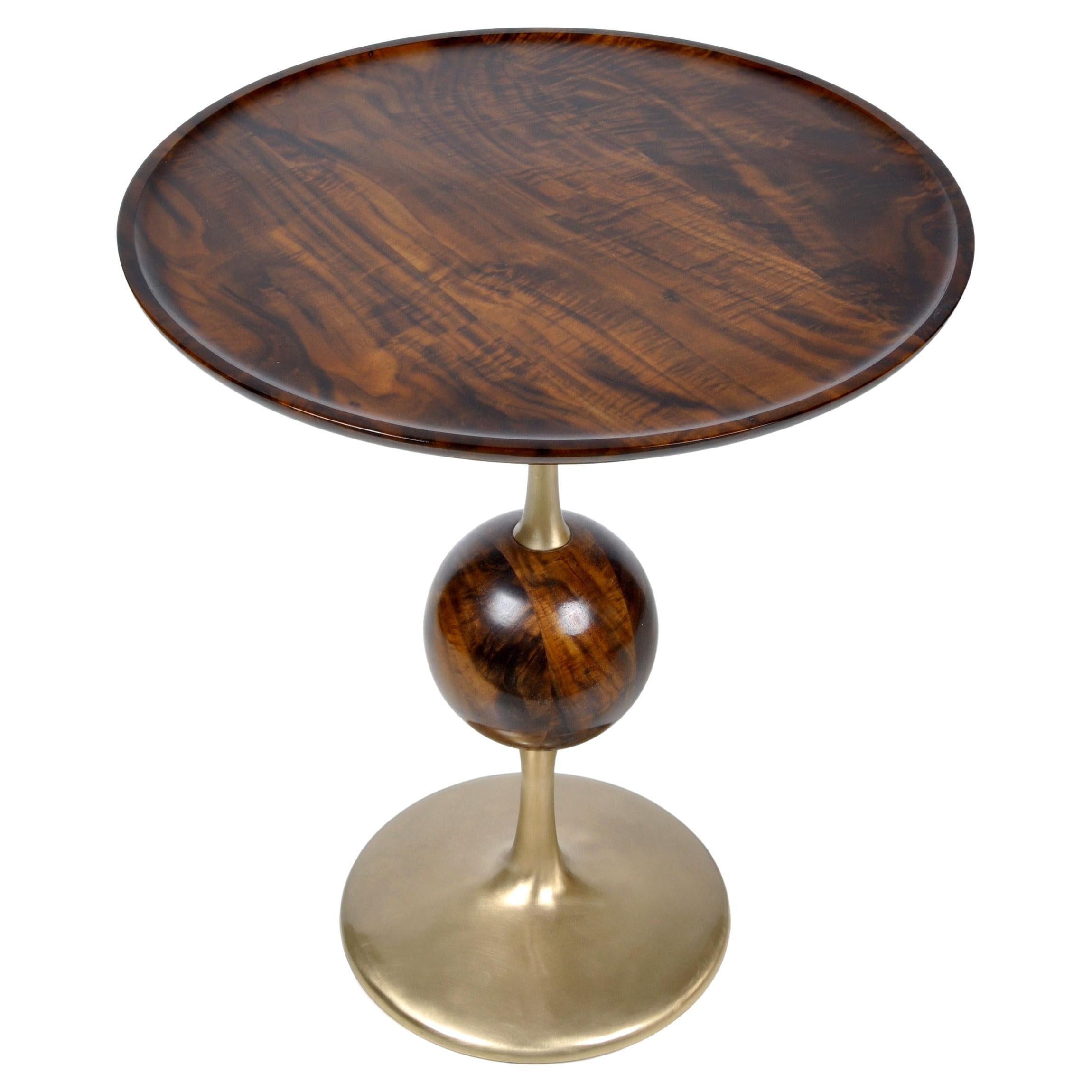 Modern Jupiter End Table Claro Walnut and Bronze By Newell Design Studio For Sale