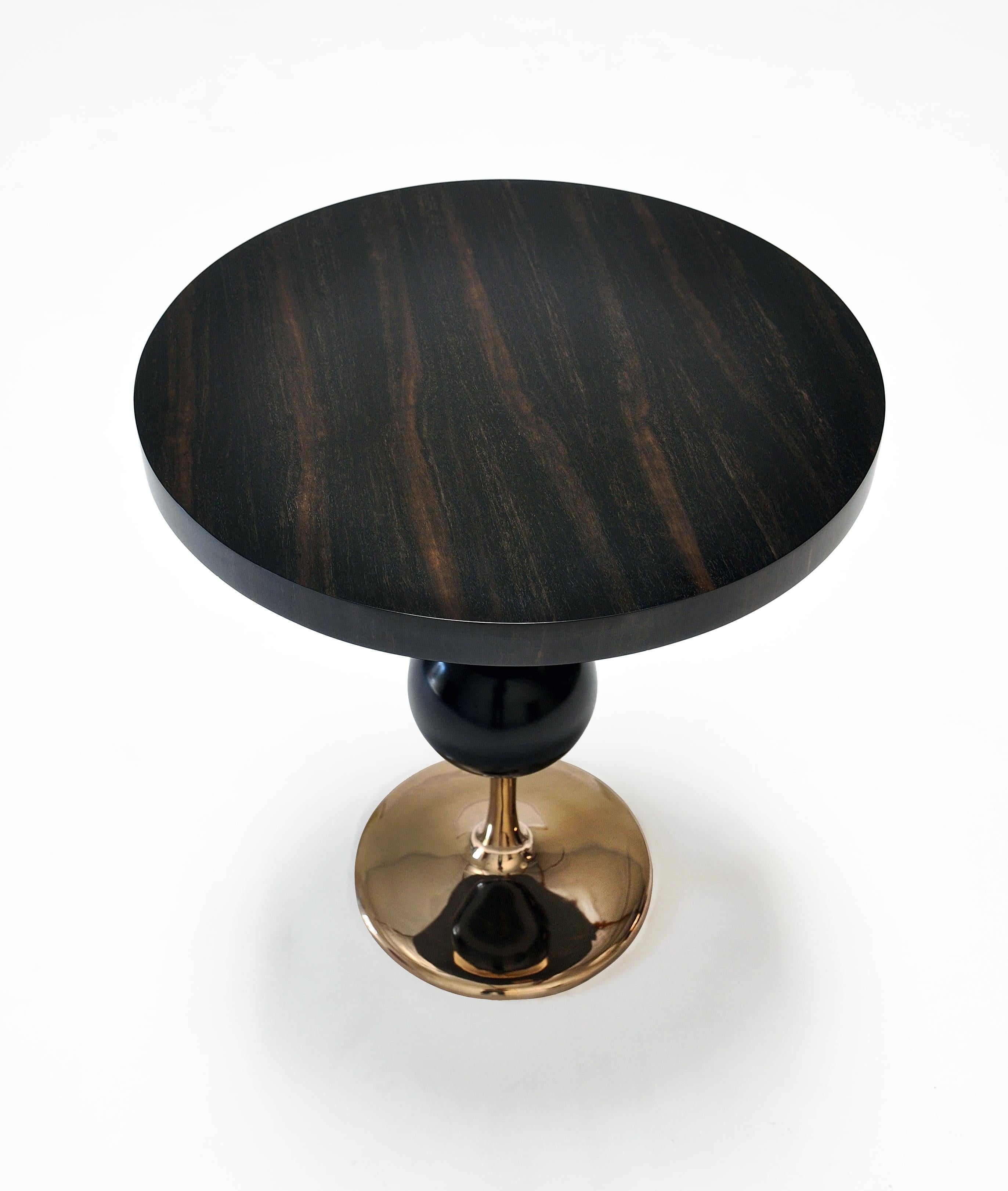 American Modern Jupiter End Table in Ebony and Bronze by Newell Design Studio For Sale