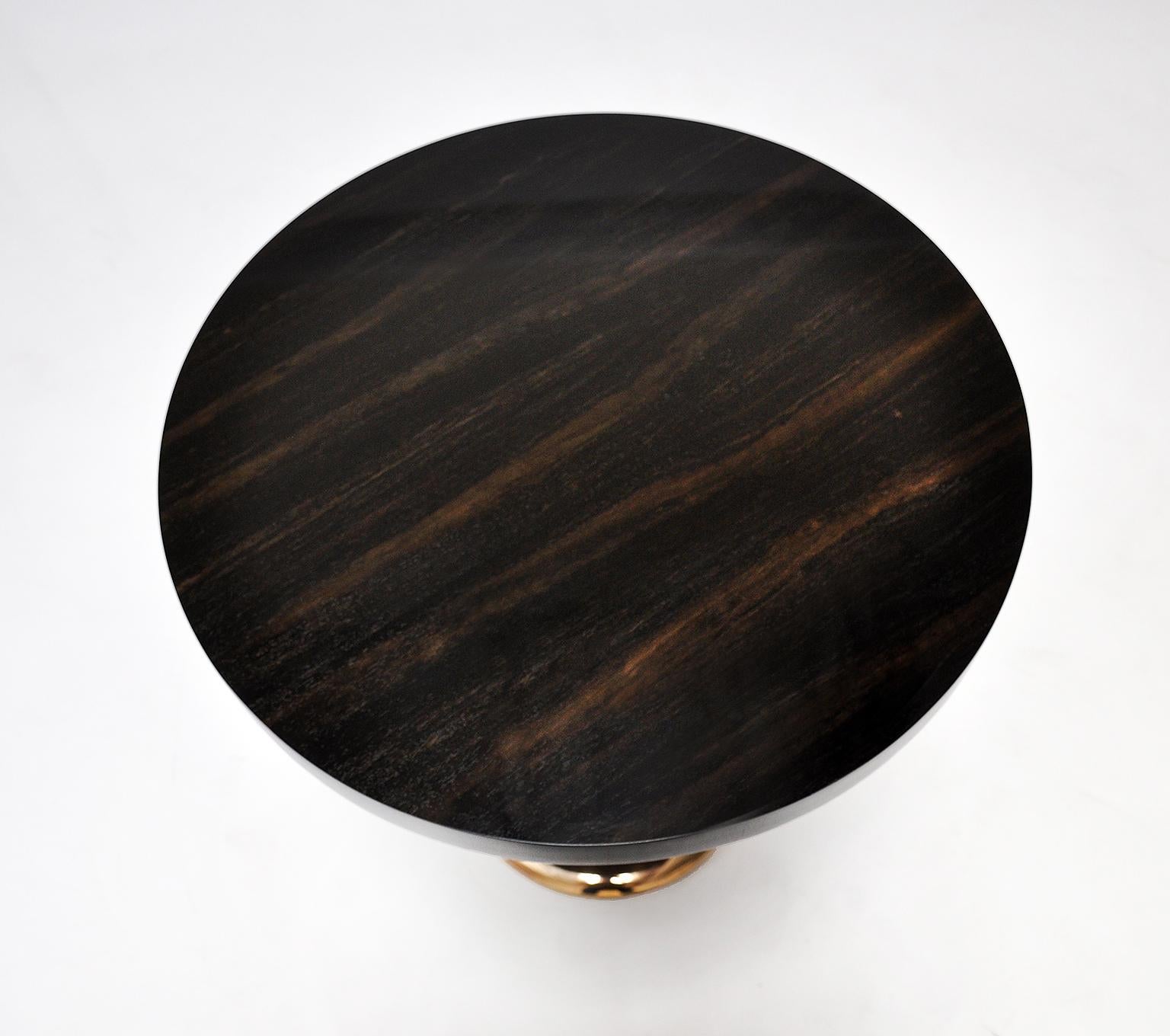 Blackened Modern Jupiter End Table in Ebony and Bronze by Newell Design Studio For Sale