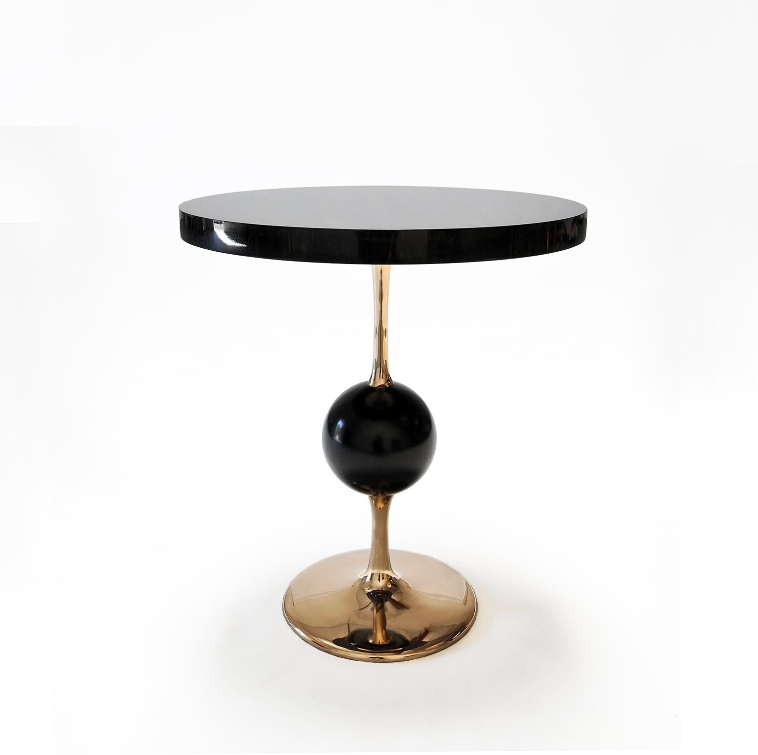 Modern Jupiter End Table in Ebony and Bronze by Newell Design Studio In New Condition For Sale In Orange, CA