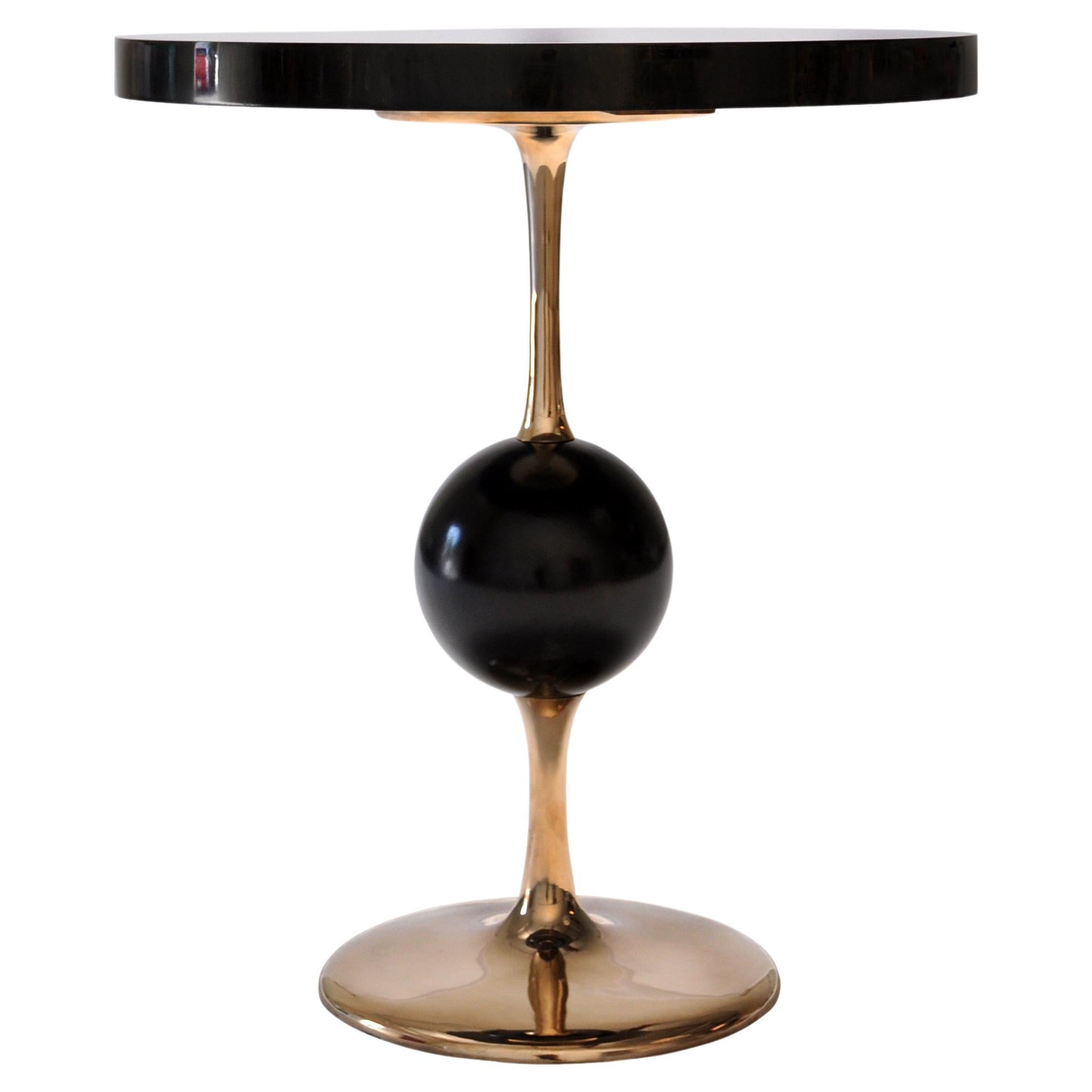 Modern Jupiter End Table in Ebony and Bronze by Newell Design Studio For Sale