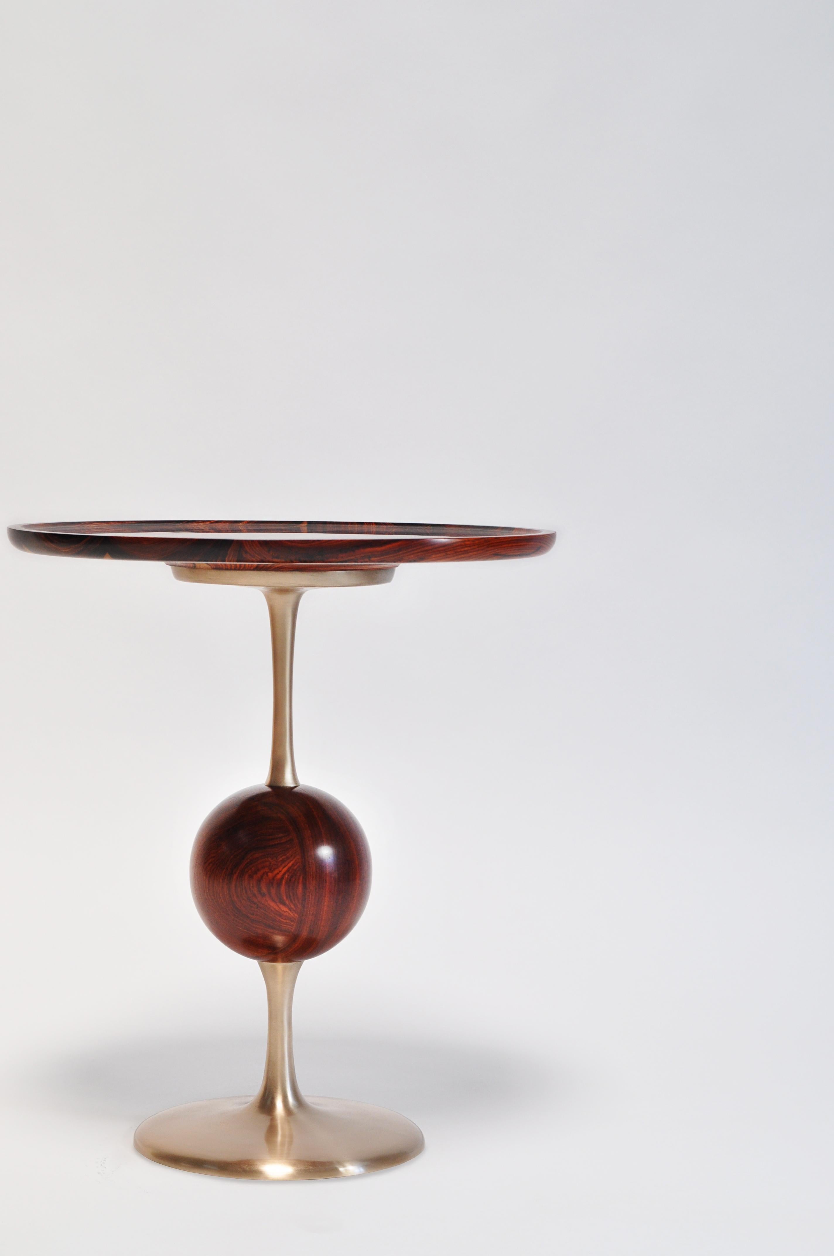 Mid-Century Modern Modern Jupiter End Table Rosewood and Bronze by Newell Design Studio For Sale