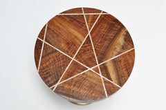 Jupiter End Table with Mosaic Claro Walnut Top Abalone Inlay by Newell Design