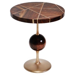 Jupiter End Table with Mosaic Claro Walnut Top Abalone Inlay by Newell Design