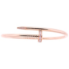 Modern Juste Un Clou Cartier 18 Karat Rose Gold Diamond Nail Bracelet