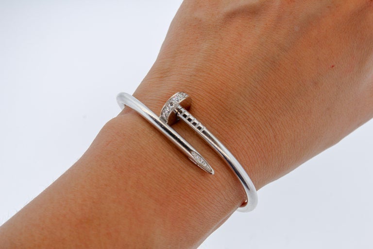 Modern Juste Un Clou Cartier 18 Karat White Gold Diamond Nail Bracelet at  1stDibs | white gold nail bracelet, cartier nail bracelet, cartier nail  bracelet white gold