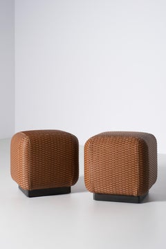 Moderner Kaizuka-Hocker, Dedar-Karomuster, handgefertigt in Portugal, Farbe: Greenapple