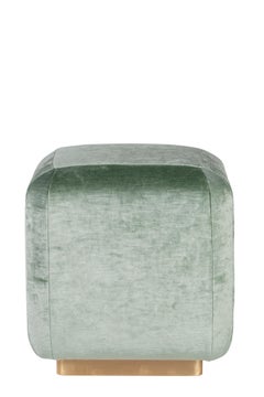 Modern Kaizuka Pouf Ottoman Dedar Mint Green Velvet Handmade Portugal Greenapple