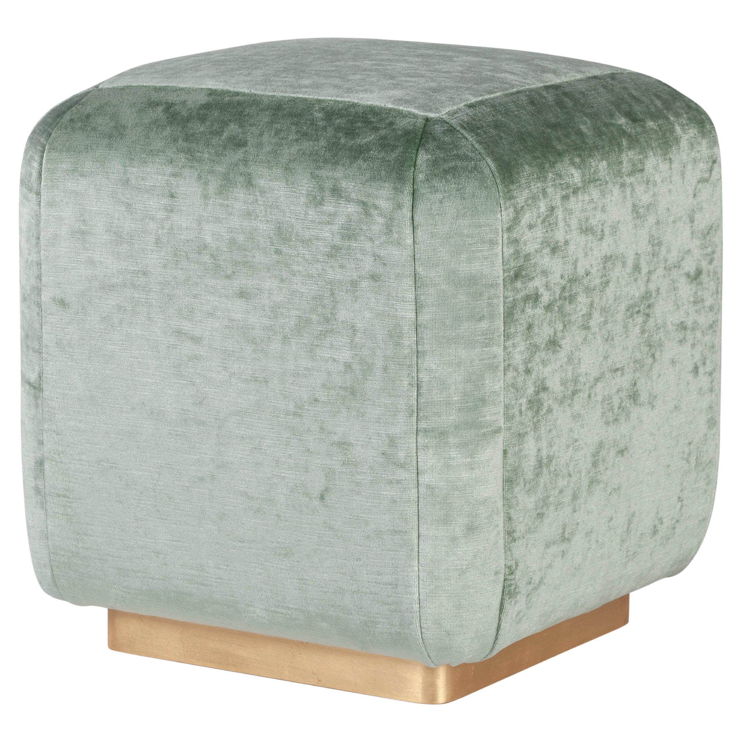 Modern Kaizuka Pouf Ottoman Dedar Mint Green Velvet Handmade Portugal Greenapple