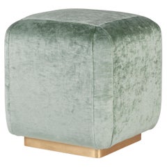 Modern Kaizuka Pouf Ottoman Dedar Mint Green Velvet Handmade Portugal Greenapple