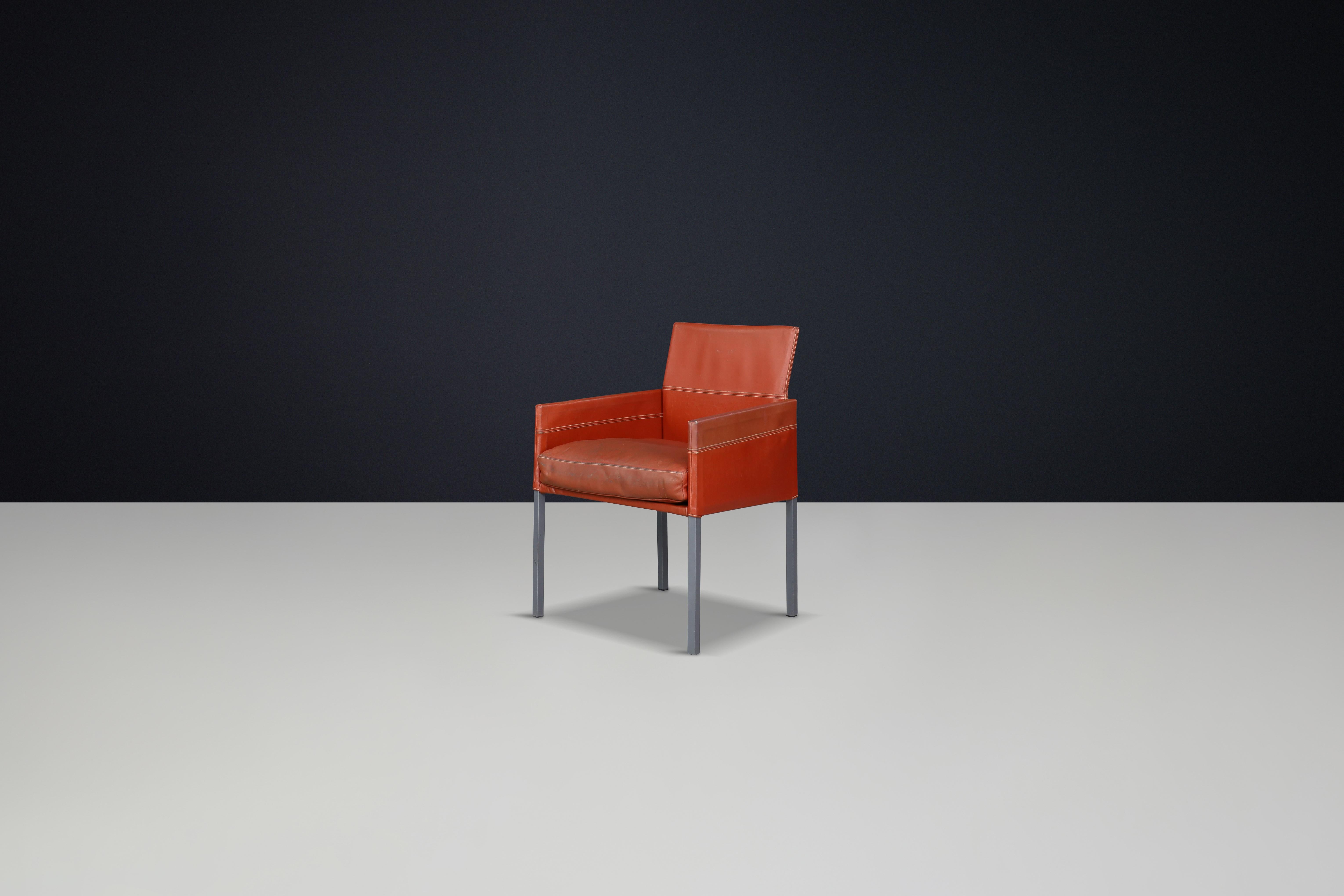 Sillones modernos KFF Texas diseñados por Karl Friedrich Förster en cuero patinado Metal en venta