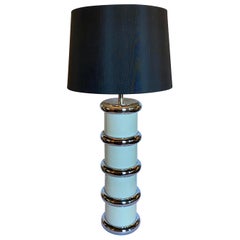 Modern Karl Springer Style Chrome Ring Table Lamp by Mutual Sunset, 1970s