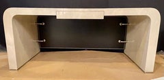 Modern Karl Springer Style Desk, Leather Back by Lorin Marsh
