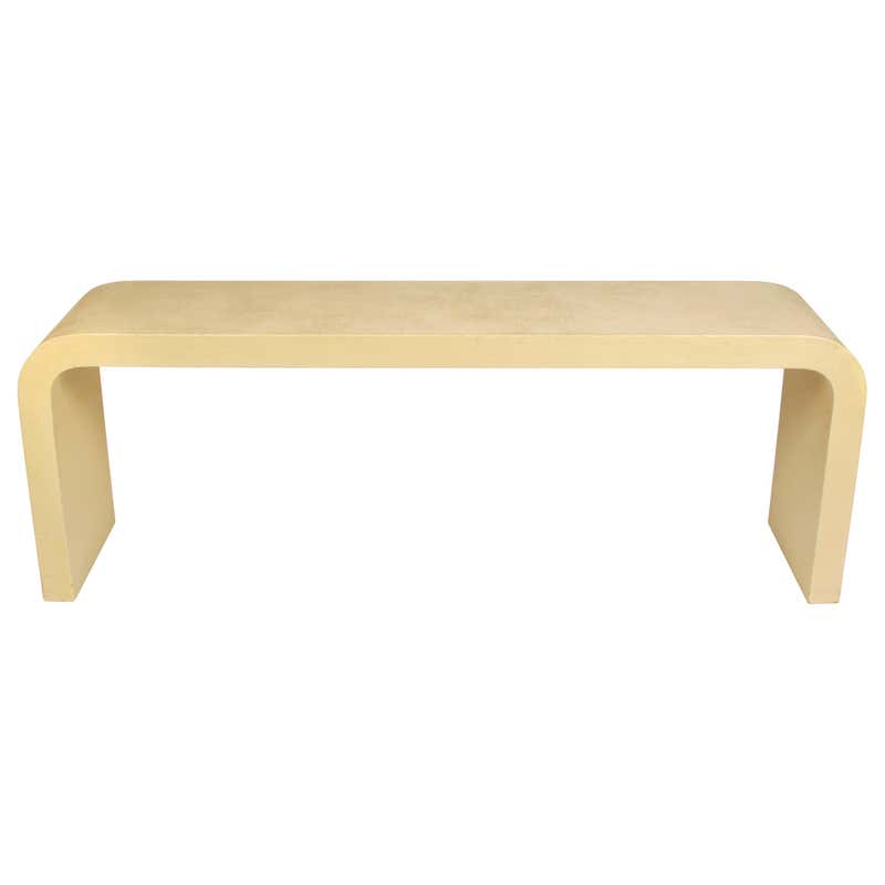 Karl Springer Style Linen Wrapped Console Table at 1stdibs