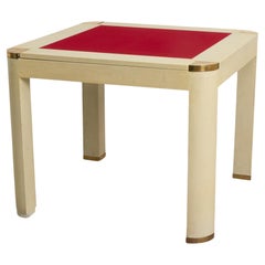 Modern Karl Springer Style Reversible Grasscloth & Brass Backgammon Game Table
