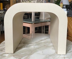 Modern Karl Springer Style Sculptural Curved Waterfall Side End Table, 1980's