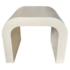 Modern Karl Springer Style Sculptural Curved Waterfall Side End Table, 1980's