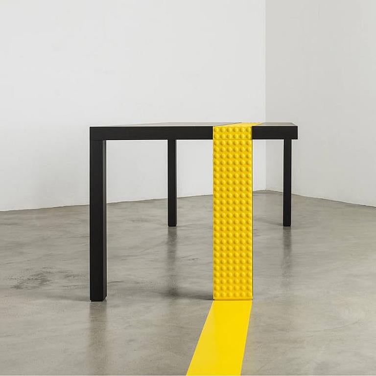 Italian Modern Kata Matoga for Dilmos Rectangular Dining Table Lacquered Black Yellow For Sale
