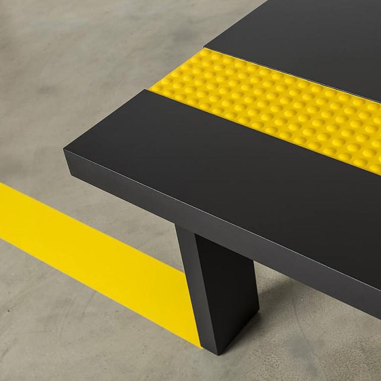 Modern Kata Matoga for Dilmos Rectangular Dining Table Lacquered Black Yellow In New Condition For Sale In Milan, IT