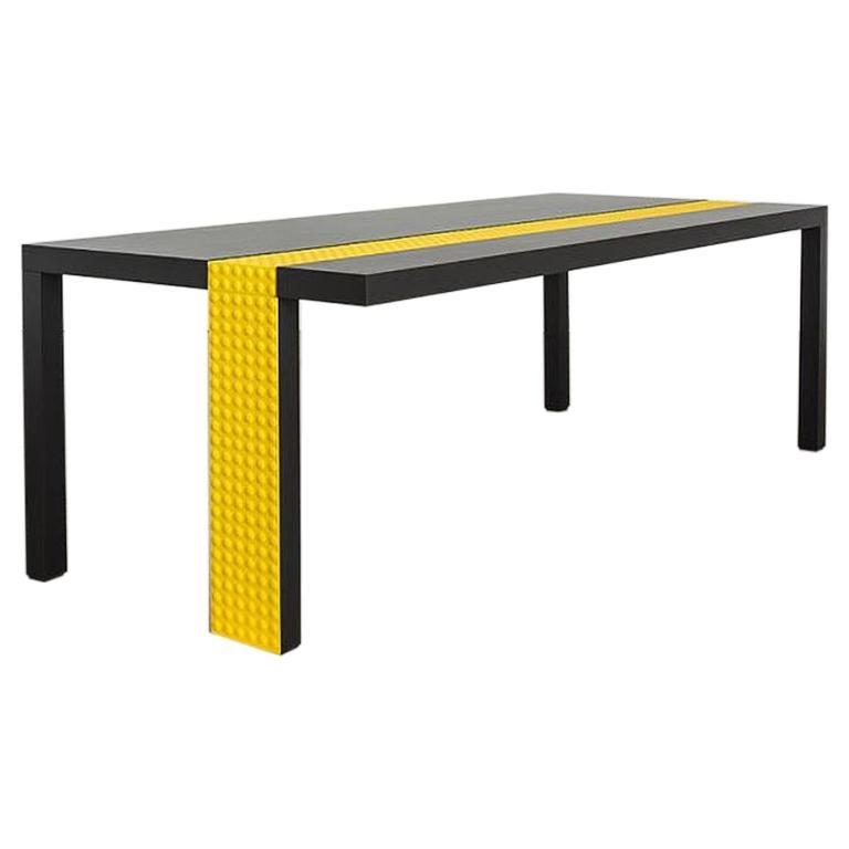 Modern Kata Matoga for Dilmos Rectangular Dining Table Lacquered Black Yellow For Sale