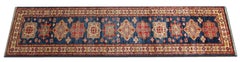 Modern Kazak Runner Rugs, Geometric Handmade Stair Carpet Rug