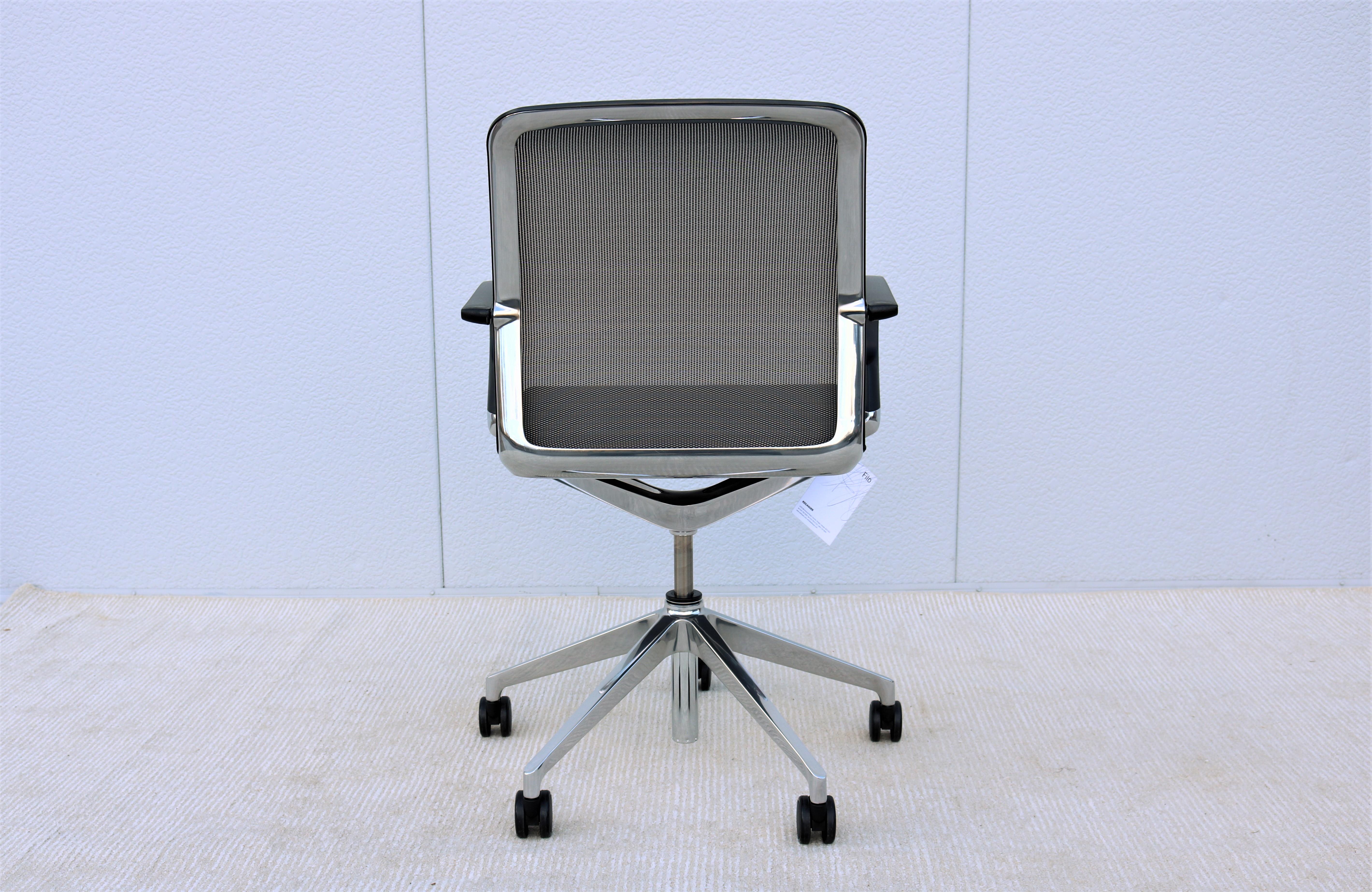 Polished Modern Keilhauer Filo Ergonomic Conference Desk Chair with Mesh Back 'Brand New' For Sale