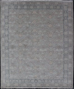 Modern Khotan Design Rug in Wool with All-Over Design By Keivan Woven Arts