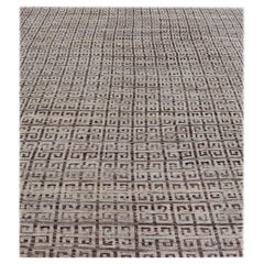 Modern Khotan in Wool with Greek Key Design in Earthy Tones by Keivan Woven Arts