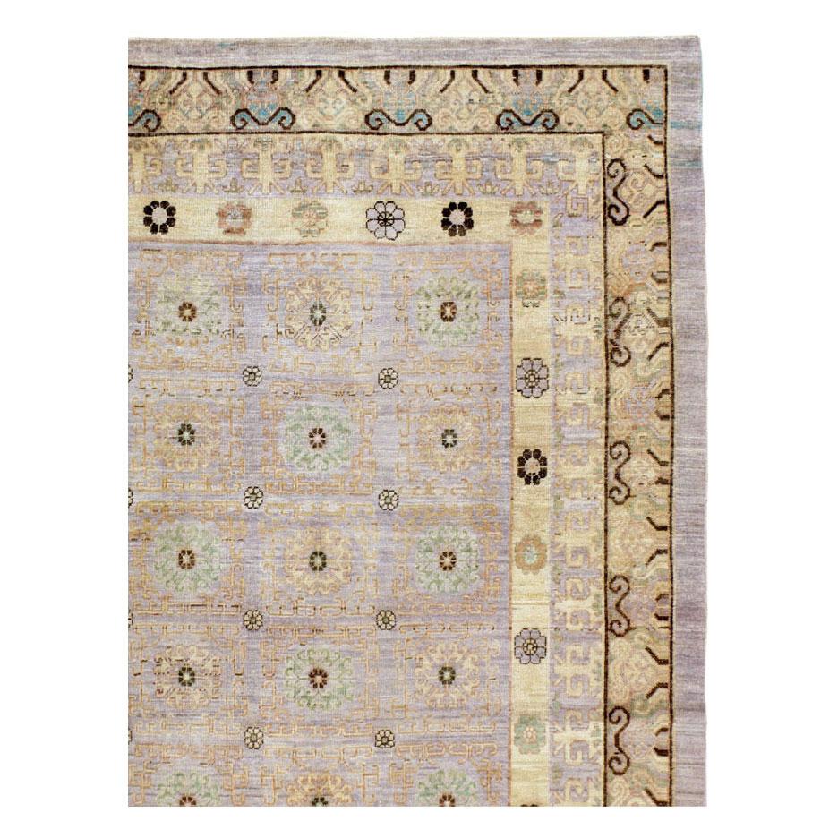 Hand-Knotted Modern Khotan Style Room Size Rug