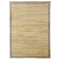 Modern Khotan Rug with All-Over Geometric Design in Yellow and Gray