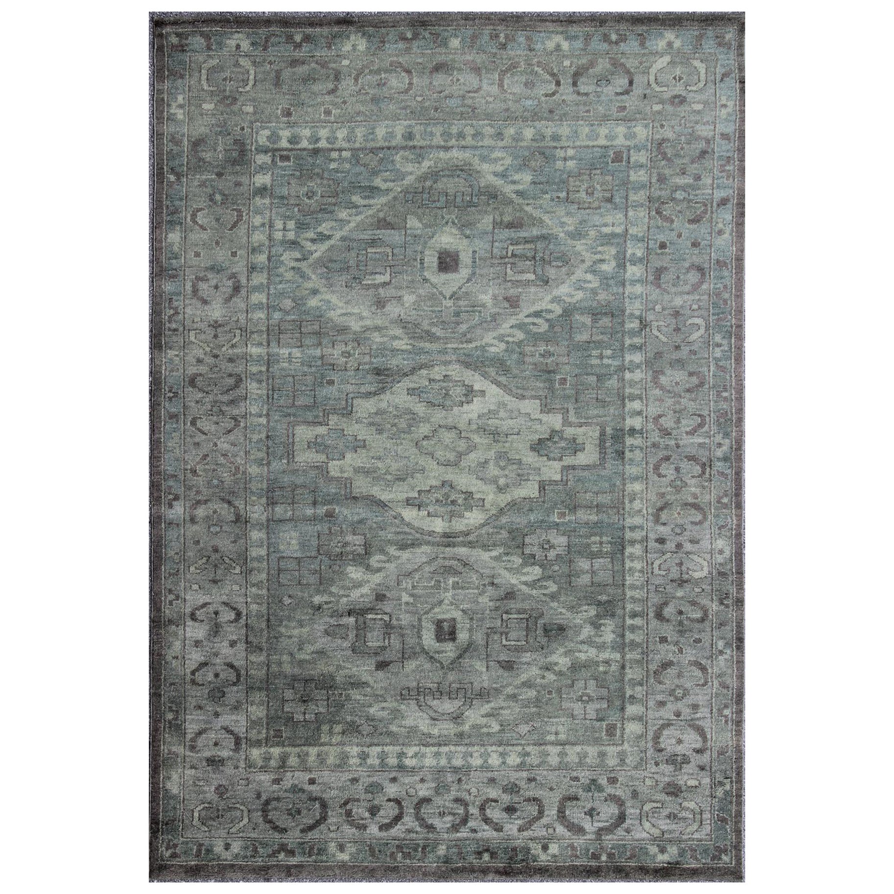 Tapis The Moderns/One à motifs géométriques dans diverses nuances de vert et de Brown en vente