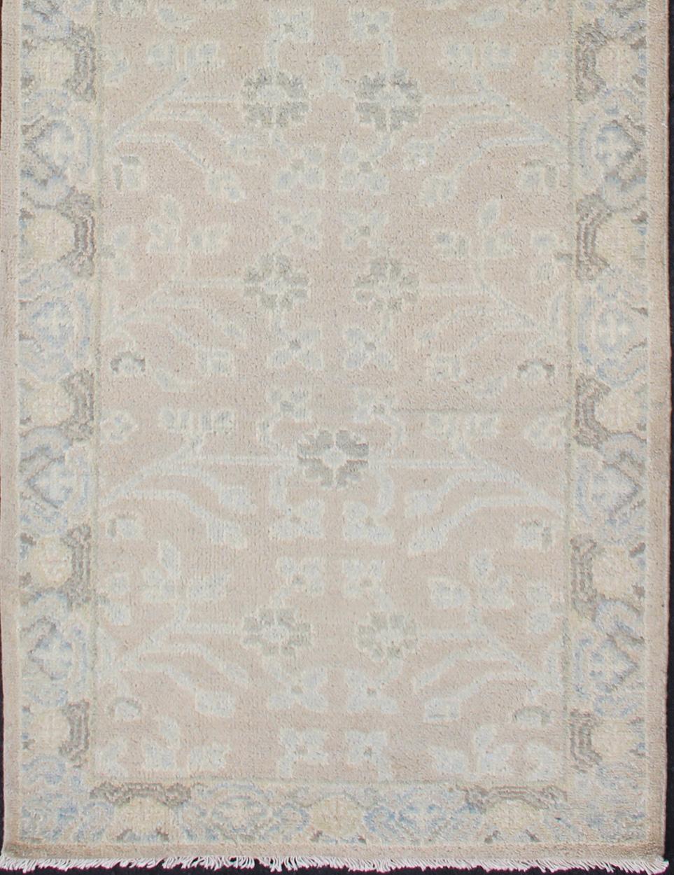 Contemporary Keivan Woven Arts Khotan Runner in Wool with All-Over Sub-Geometric Design For Sale