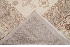 Alfombra moderna de lana de gran tamaño hecha a mano en color beige, estilo Khotan