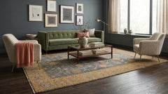 Modern Khotan-Style Pomegranate Tree Charcoal Wool Area Rug