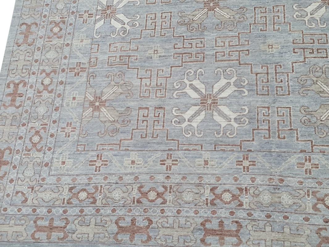 Hand-Knotted Large Samarkand Khotan Style Rug Hand Knotted Ariana Arijana 9 x 11.5 ft Carpet