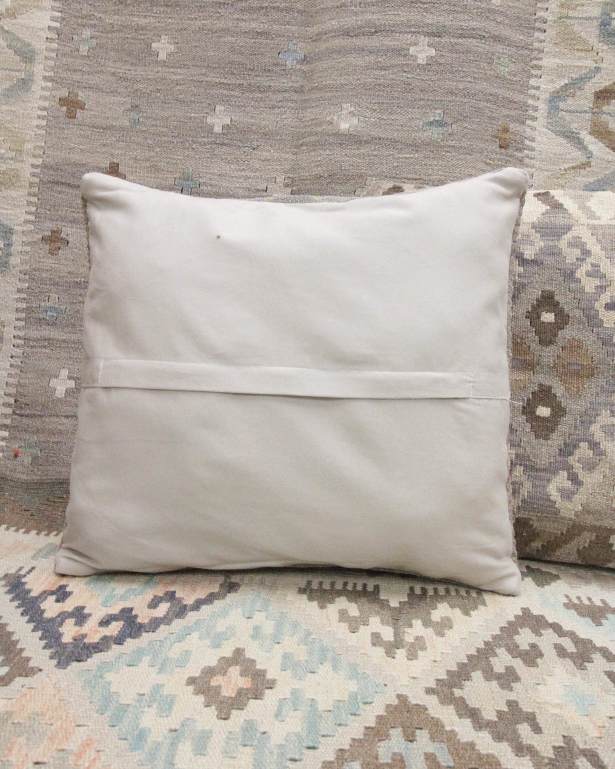 Mid-Century Modern Modern Kilim Cushion Cover Blue Handmade Geometric Wool Pillow Case For Sale