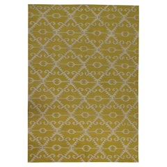 Modern Kilim Flat Handmade Carpet Geometric Kilim Rug Wool Yellow Rug