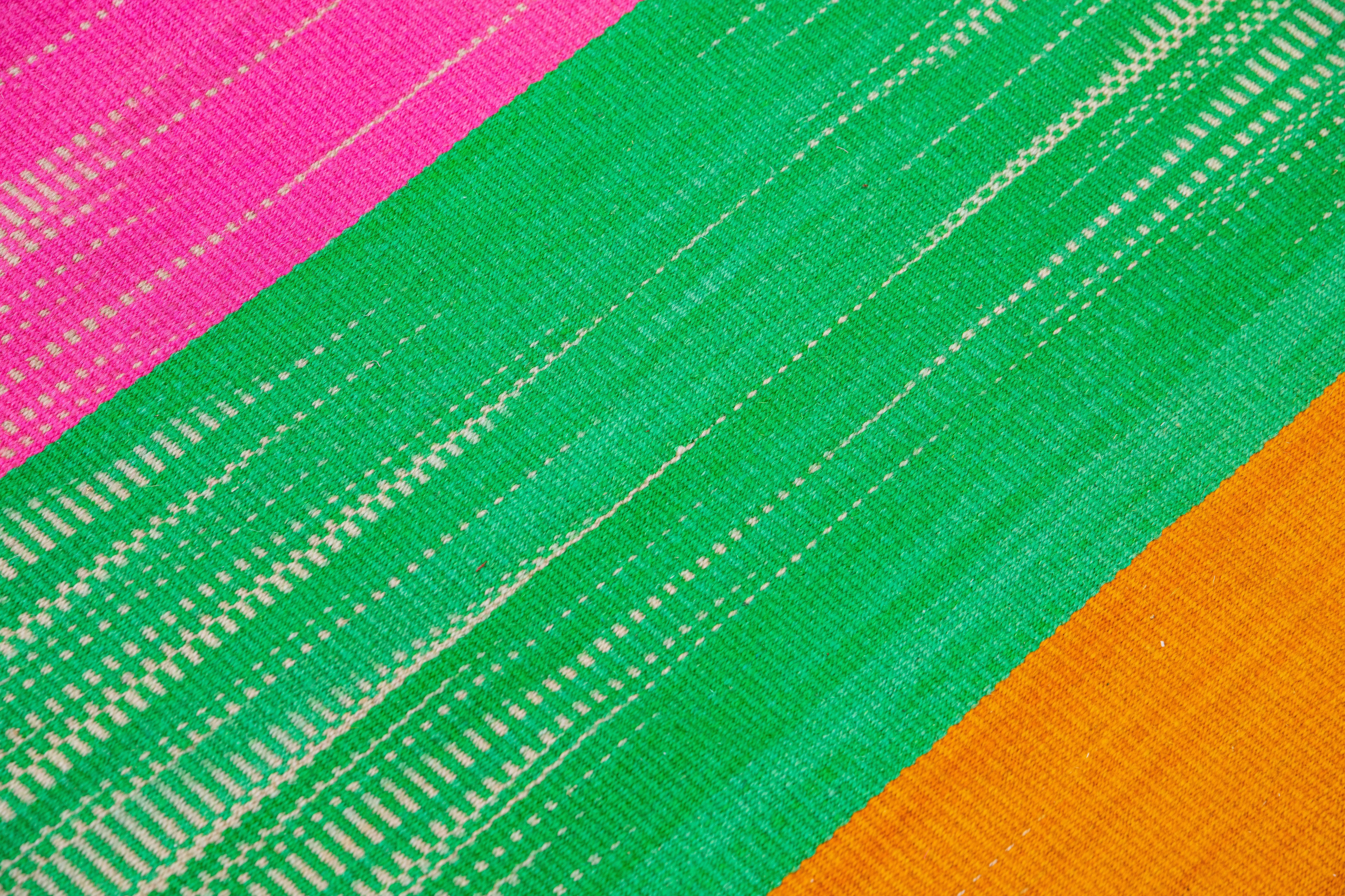 Modern Kilim Flatweave Abstract Handmade Multicolor Wool Rug For Sale 4