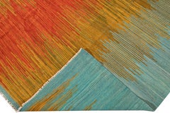 Alfombra de lana moderna Kilim Flatweave Multicolor Abstracta